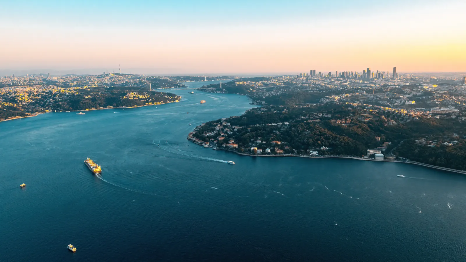 Aerial view of the Bosphorus in Istanbul